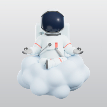 宇航员冥想在云3D插图blend模型图标