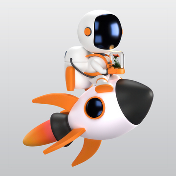 宇航员飞行在火箭3D插图blend模型