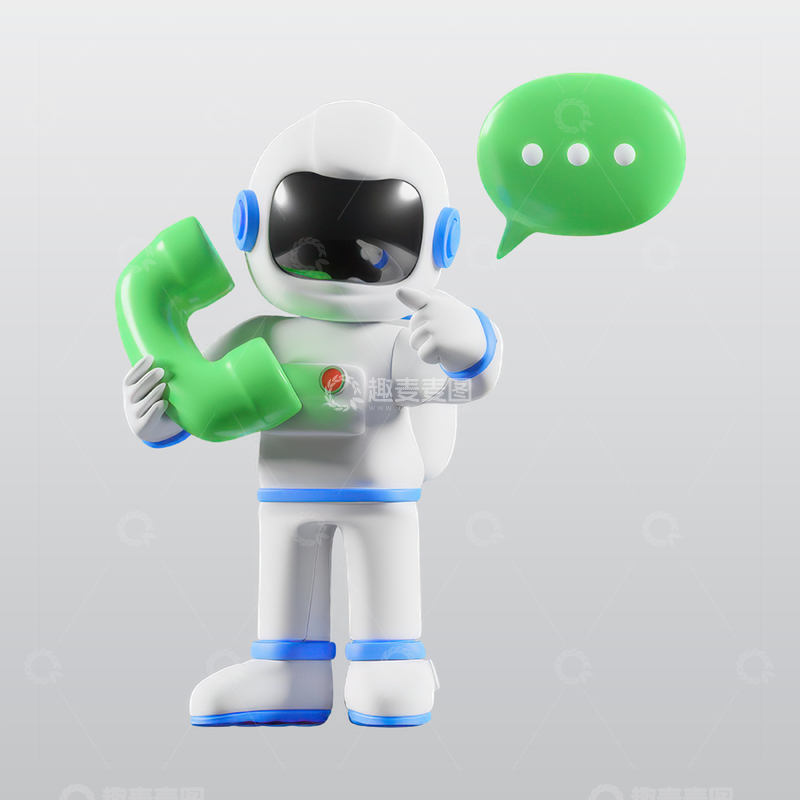 源文件下载【趣麦麦图】宇航员通过电话呼叫3D插图blend模型