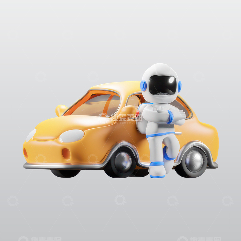 源文件下载【趣麦麦图】宇航员在汽车附近等待插图blend模型