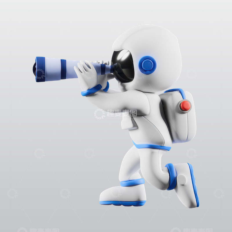 源文件下载【趣麦麦图】宇航员使用望远镜3D插图blend模型