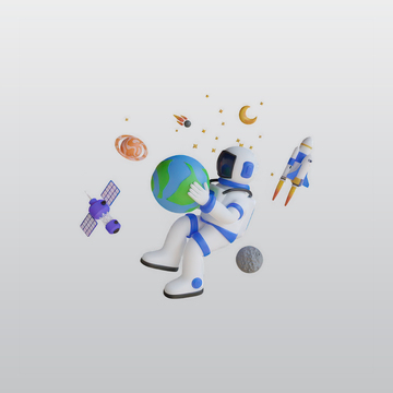 宇航员双手托着地球3D插图blend模型