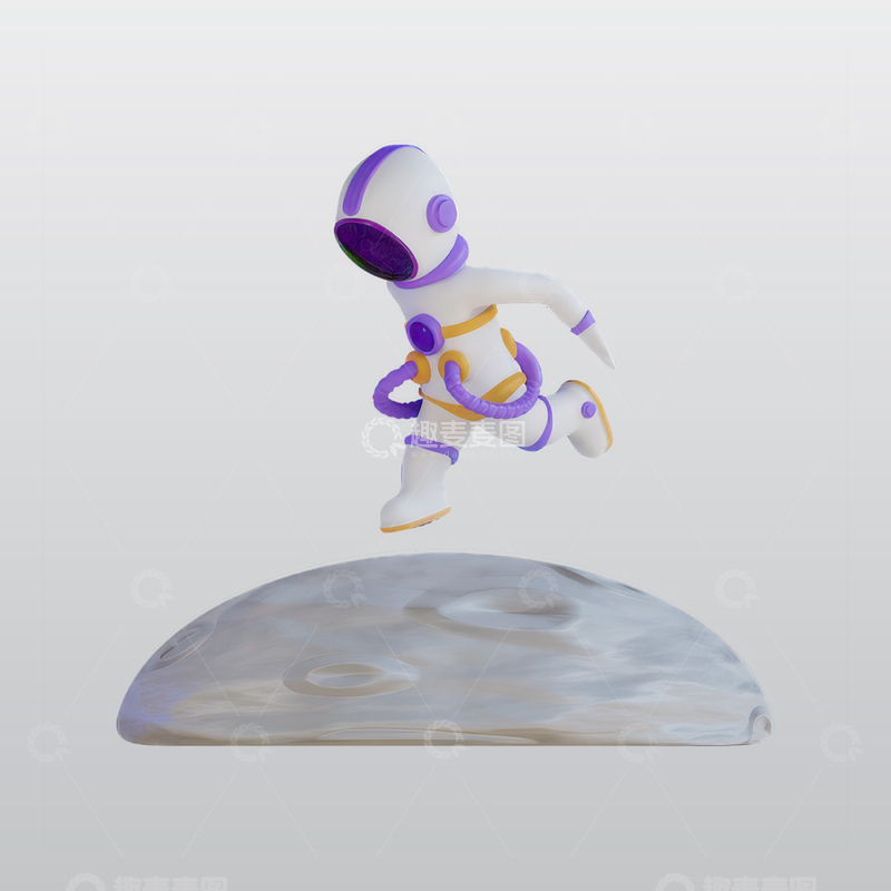 源文件下载【趣麦麦图】在月球上跑步的宇航员插图blend模型