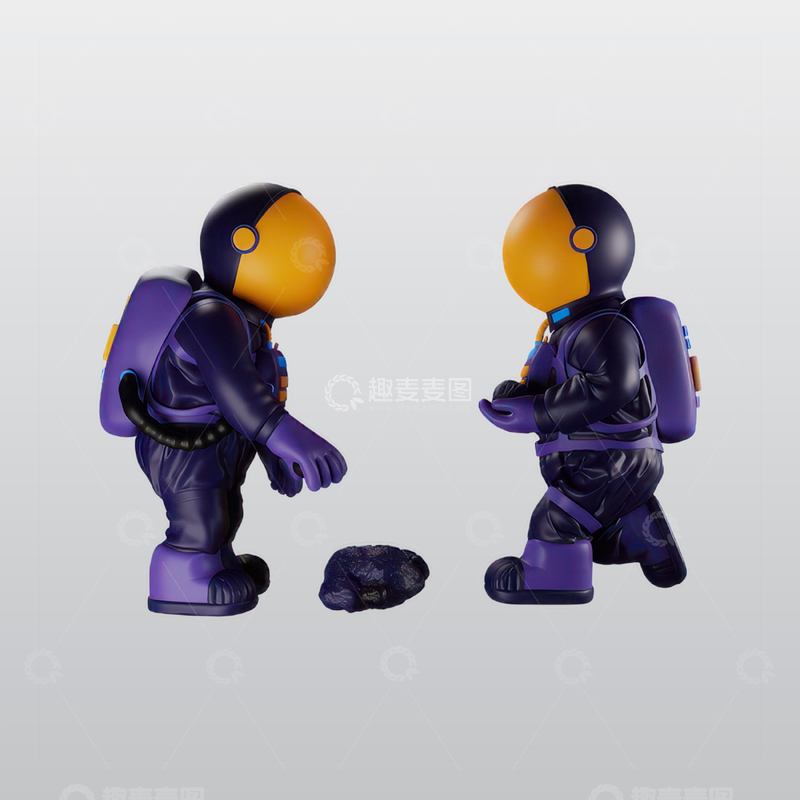 源文件下载【趣麦麦图】宇航员发现小行星3D插图blend模型