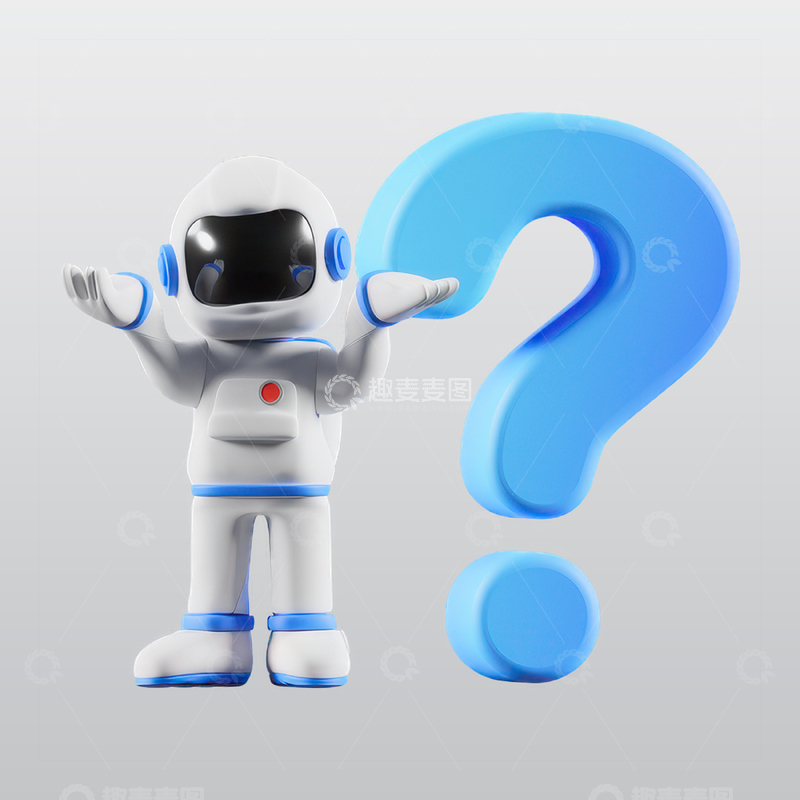 源文件下载【趣麦麦图】宇航员提问3D插图blend模型图标海报