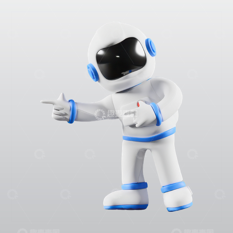 源文件下载【趣麦麦图】宇航员指向左侧3D插图blend模型图标