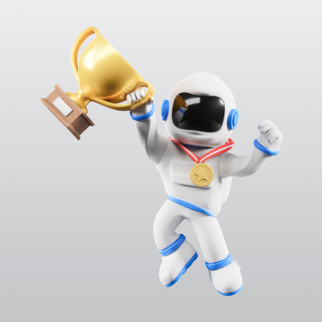 宇航员接收冠军奖杯3D插图blend模型