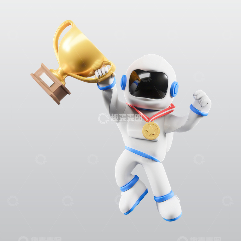 宇航员接收冠军奖杯3D插图blend模型