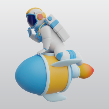 火箭上的宇航员3D插图blend模型图标