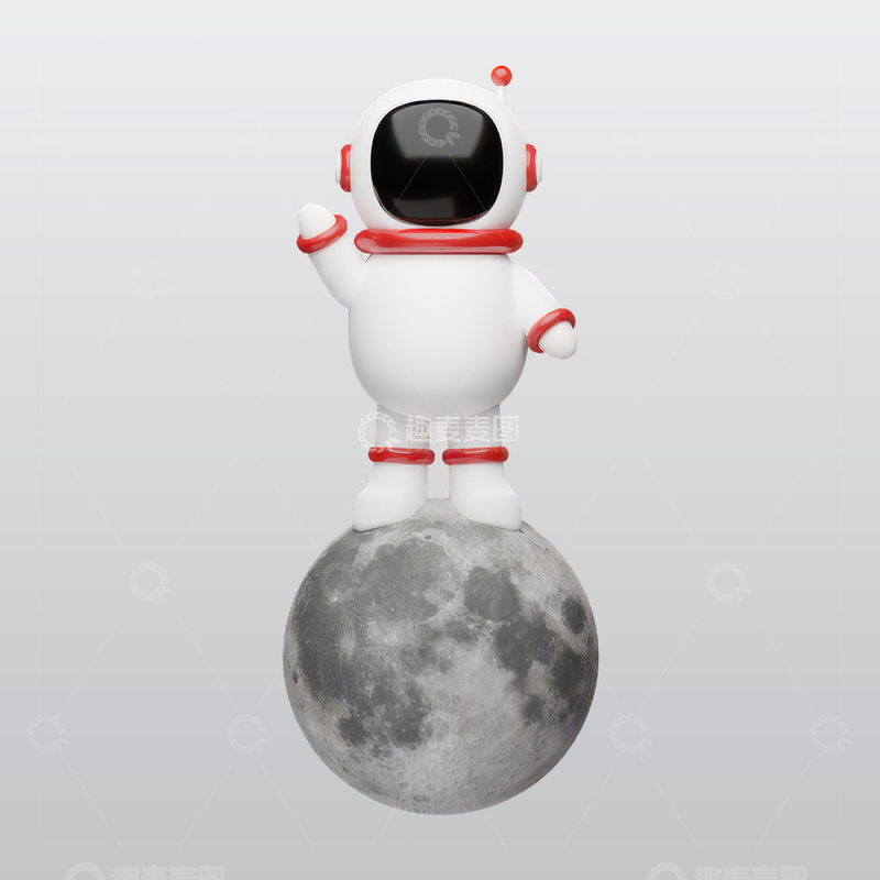 源文件下载【趣麦麦图】-在月球上的宇航员太空人插图blend模型