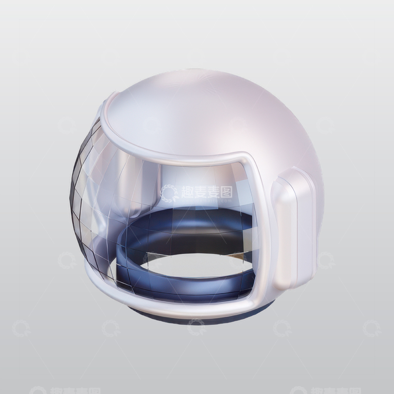 源文件下载【趣麦麦图】宇航员头盔3D插图blend模型图标海报2
