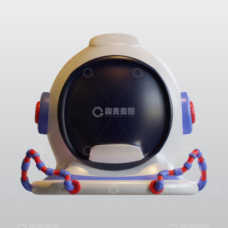 源文件下载【趣麦麦图】宇航员头盔3D图标blend模型图标海报1