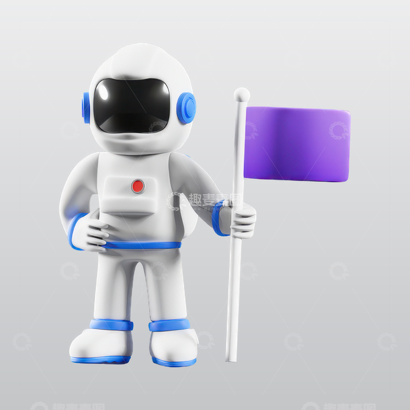 源文件下载【趣麦麦图】宇航员升起旗帜3D插图blend模型图标