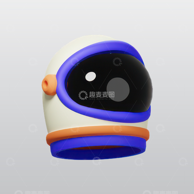 源文件下载【趣麦麦图】宇航员头盔3D图标blend模型图标海报