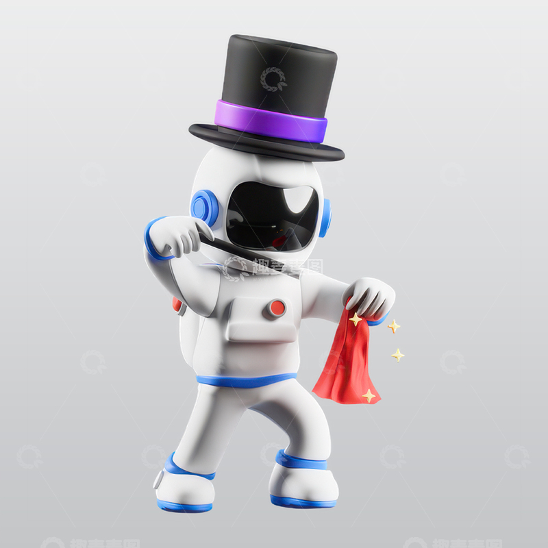 源文件下载【趣麦麦图】宇航员表演魔术3Dblend模型海报