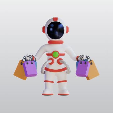 宇航员拿着购物袋3D插图blend模型