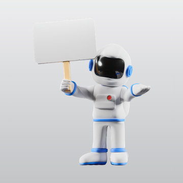 宇航员拿着白色空白标志3Dblend模型