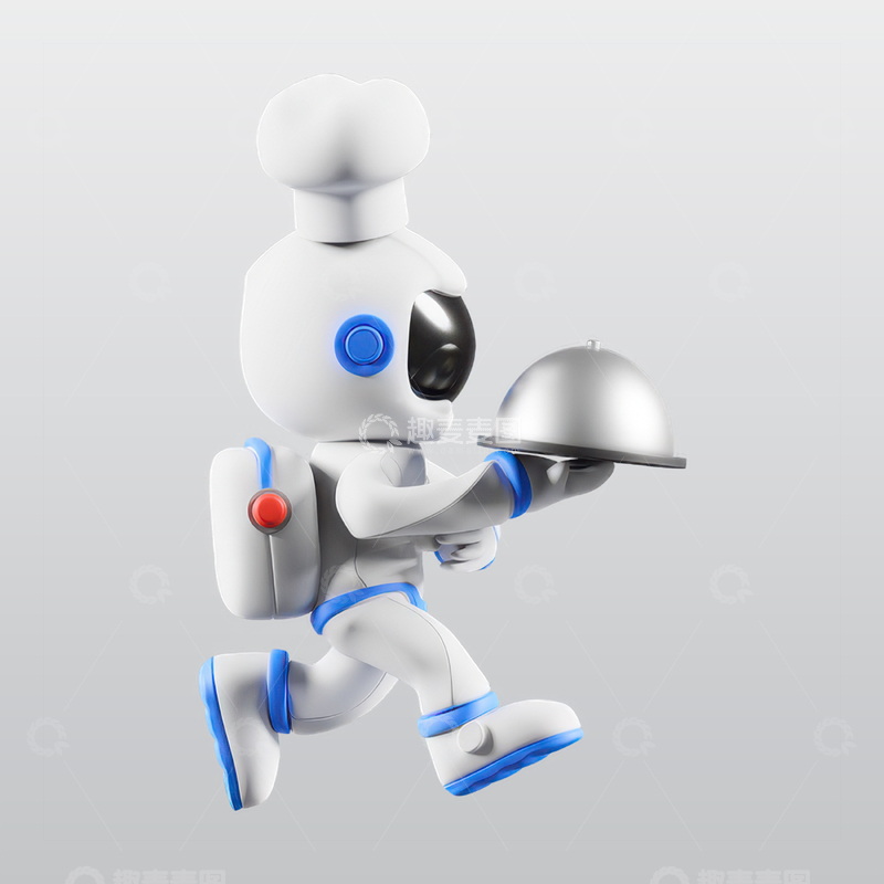有餐盘的宇航员厨师3D插图blend模型