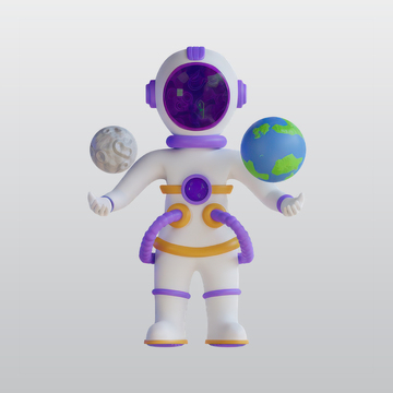 宇航员与行星3D插图blend模型素材