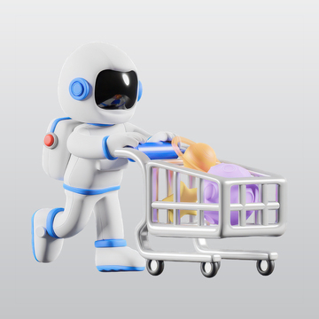 宇航员做行星购物3D插图blend模型