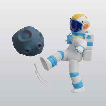 宇航员踢一个小行星3D插图blend模型