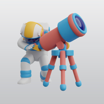 宇航员使用望远镜3D插图blend模型1