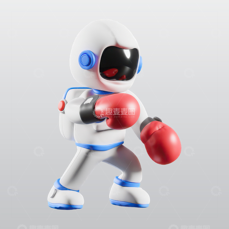 源文件下载【趣麦麦图】宇航员做拳击3D插图blend模型素材