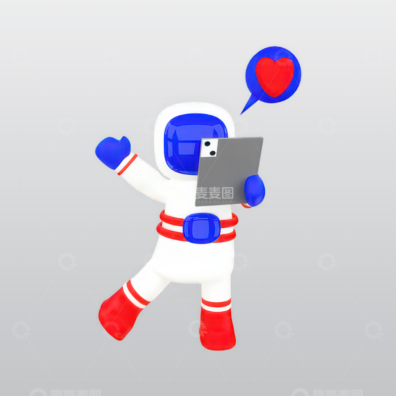 宇航员平板电脑3D插图blend模型图标