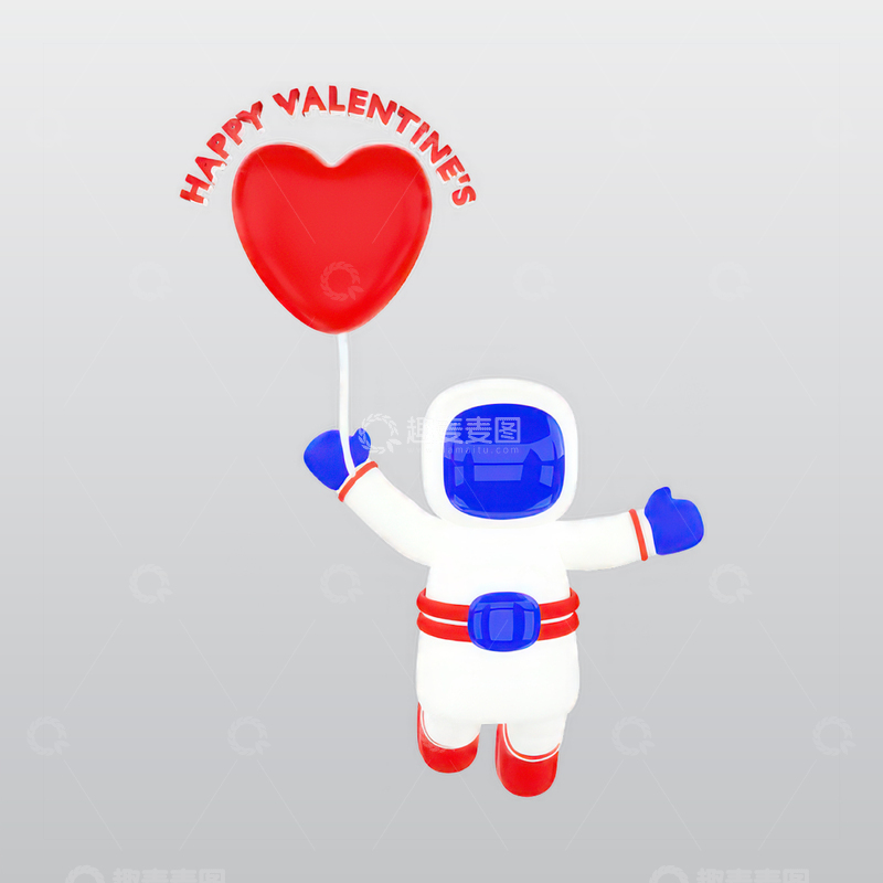源文件下载【趣麦麦图】宇航员举行爱情气球3D插图blend模型