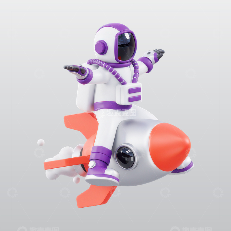 源文件下载【趣麦麦图】宇航员在火箭3Dblend模型海报素材
