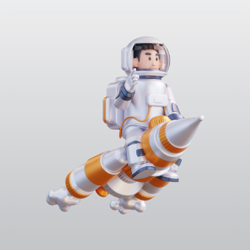 宇航员乘坐火箭3D插图blend模型图标3