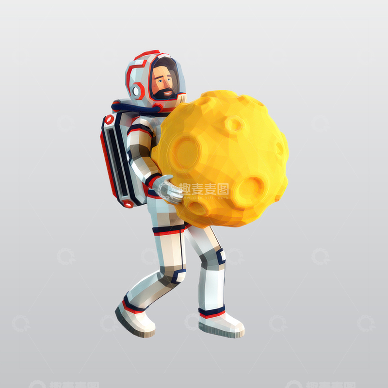 携带月球的宇航员服3D插图blend模型