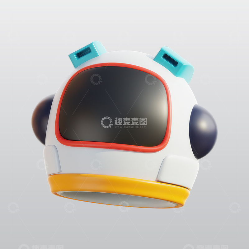源文件下载【趣麦麦图】宇航员头盔3D图标blend模型图标海报10