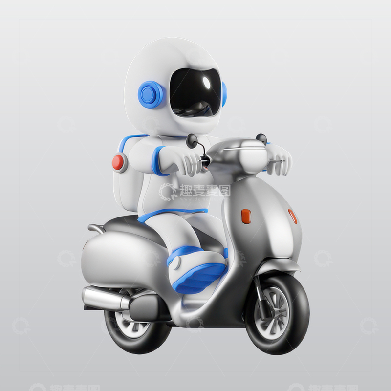 源文件下载【趣麦麦图】宇航员骑滑板车3D插图blend模型图标