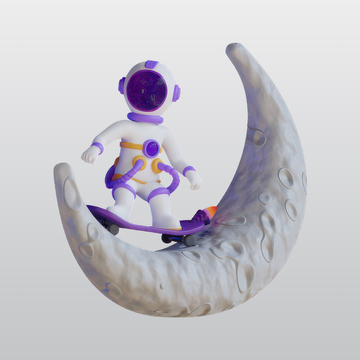 在月球宇航员玩滑板3D插图blend模型