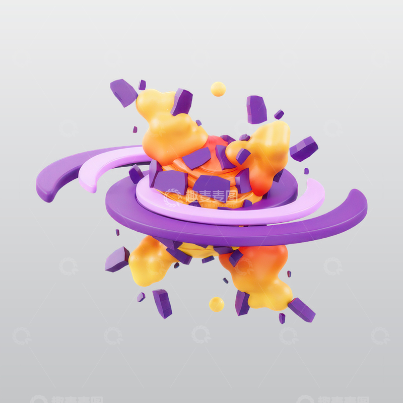 源文件下载【趣麦麦图】大爆炸3D图标blend模型图标海报素材