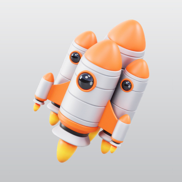 火箭发射3D图标blend模型图标素材