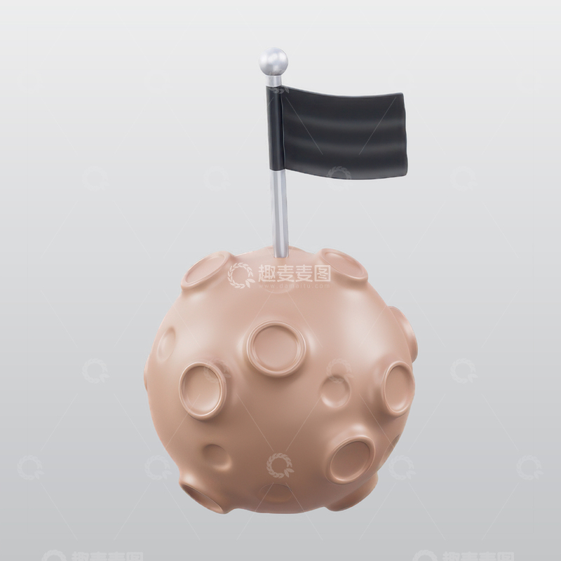 源文件下载【趣麦麦图】登陆月球3D图标blend模型图标素材
