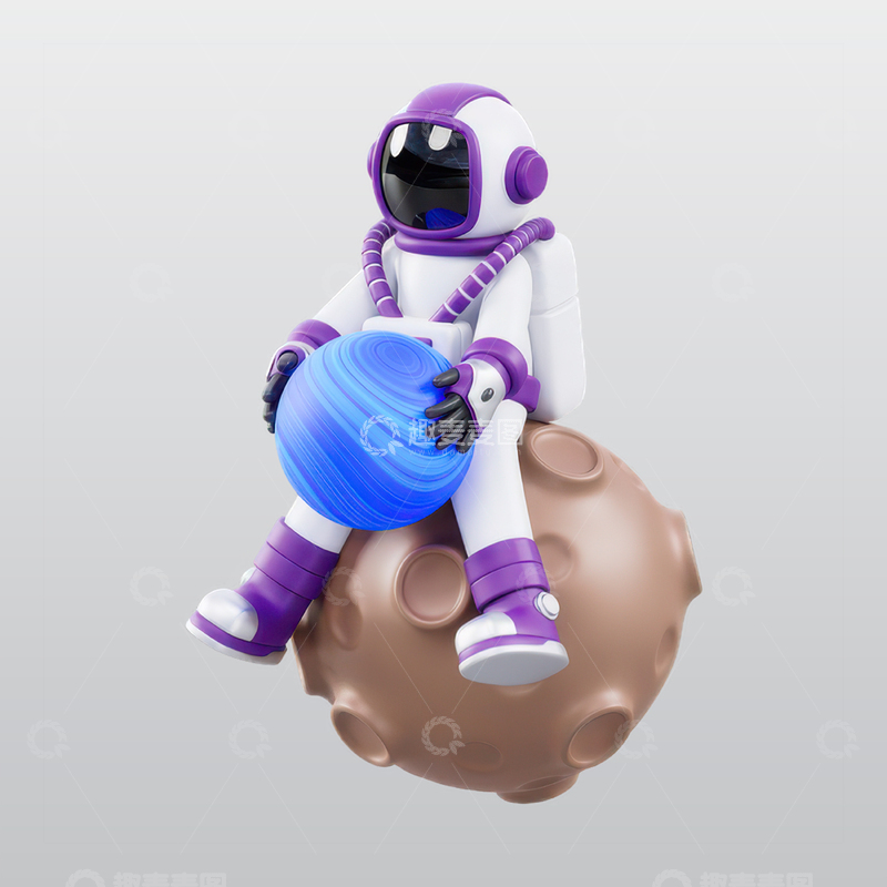 源文件下载【趣麦麦图】宇航员3D图标blend模型图标海报素材62
