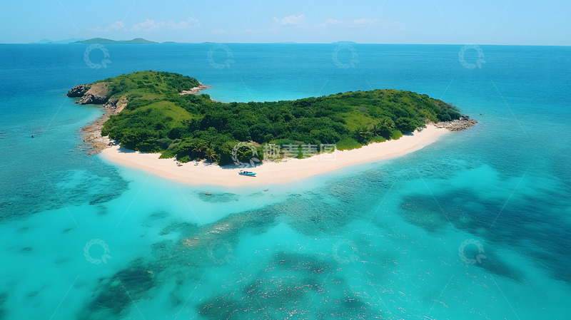 高清大图下载【趣麦麦图】蓝色大海上的绿色海岛2