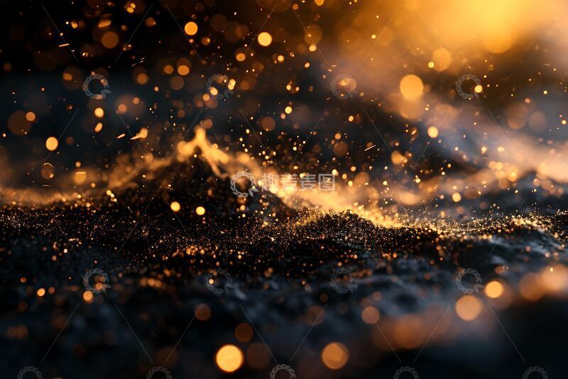 高清大图下载【趣麦麦图】黑色背景上的粒子飞溅3