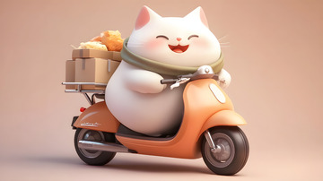 开着小电驴送货的3D小猫1