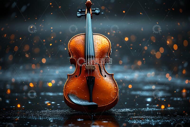 高清大图下载【趣麦麦图】黑色背景上的小提琴