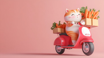 开着小电驴送货的3D小猫