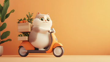 开着小电驴送货的3D小猫4