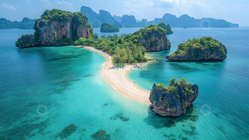 高清大图下载【趣麦麦图】蓝色大海上的绿色海岛1