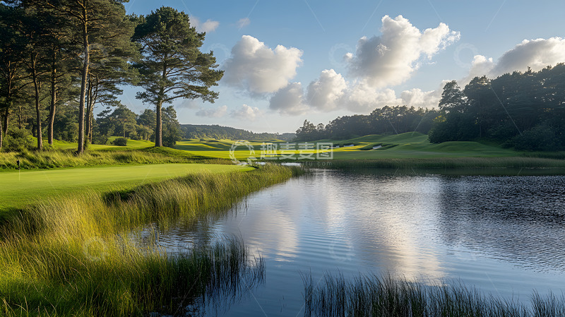 高清大图下载【趣麦麦图】草地旁的河流1