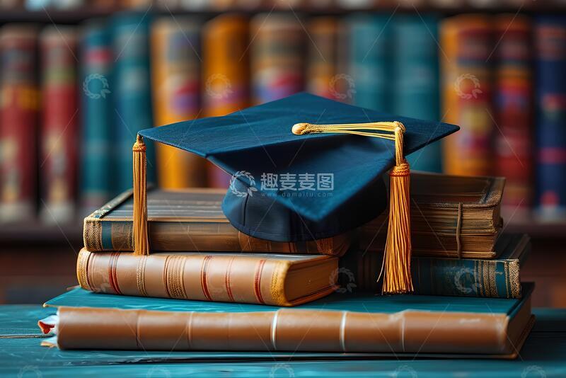 高清大图下载【趣麦麦图】高考升学毕业季学术帽和书本