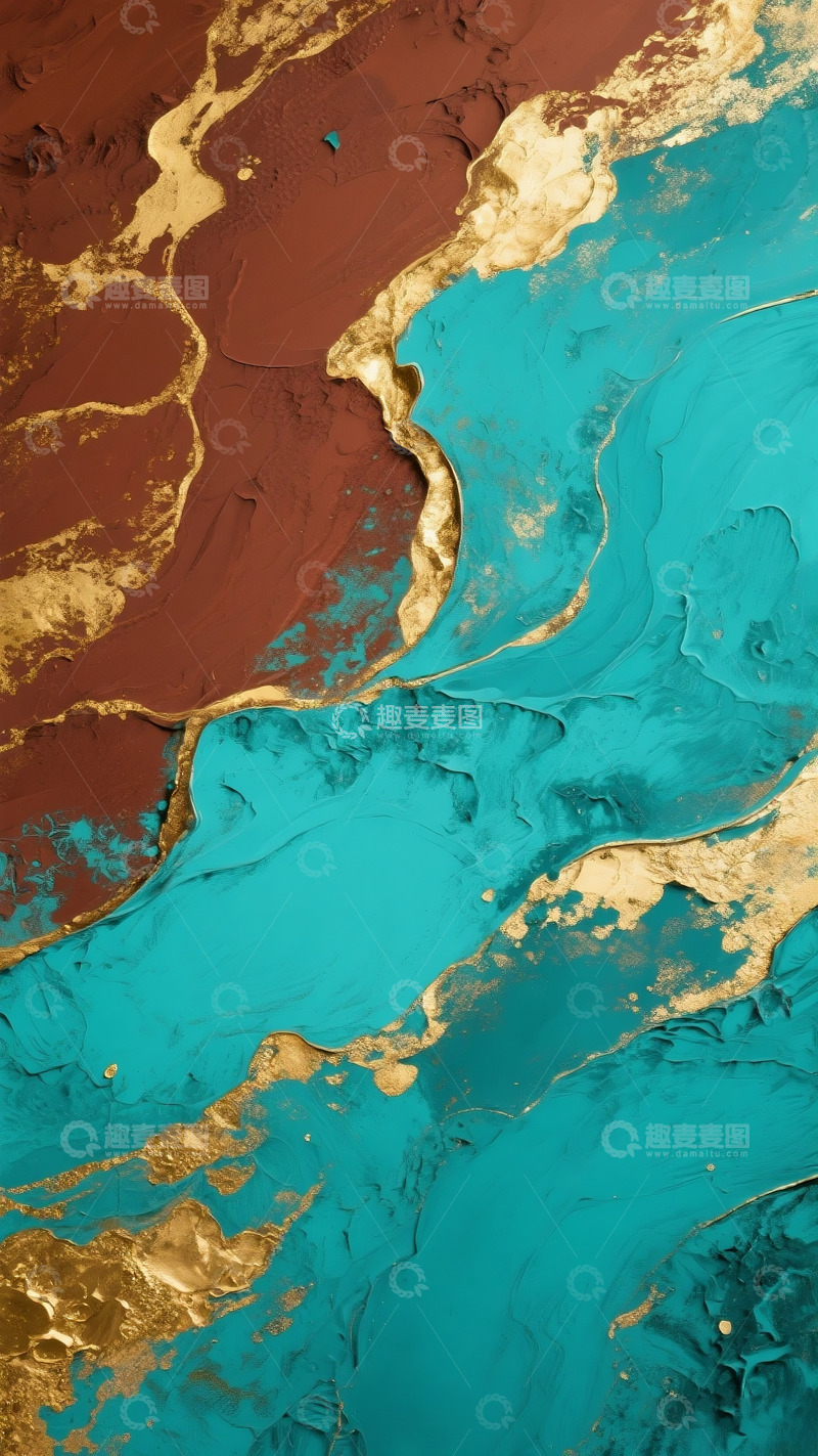 高清大图下载【趣麦麦图】青碧色赭石色鎏金色质感艺术背景1