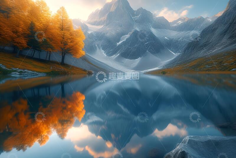 高清大图下载【趣麦麦图】高山湖面倒影